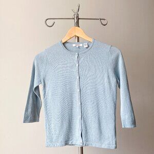 🌿 Y2K Vintage Sky Blue Cropped Knit Preppy Minimalist Cardigan